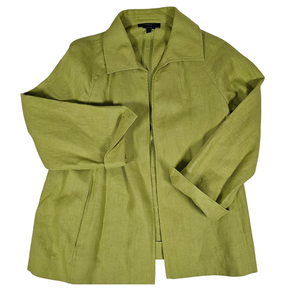 Talbots Pure Irish Linen Unstructured Jacket Lime Green 3/4 Sleeve Womens Size S